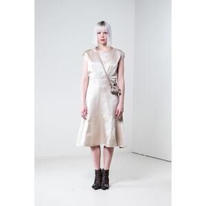 Jil Sander Beige Silk Sleevless Dress